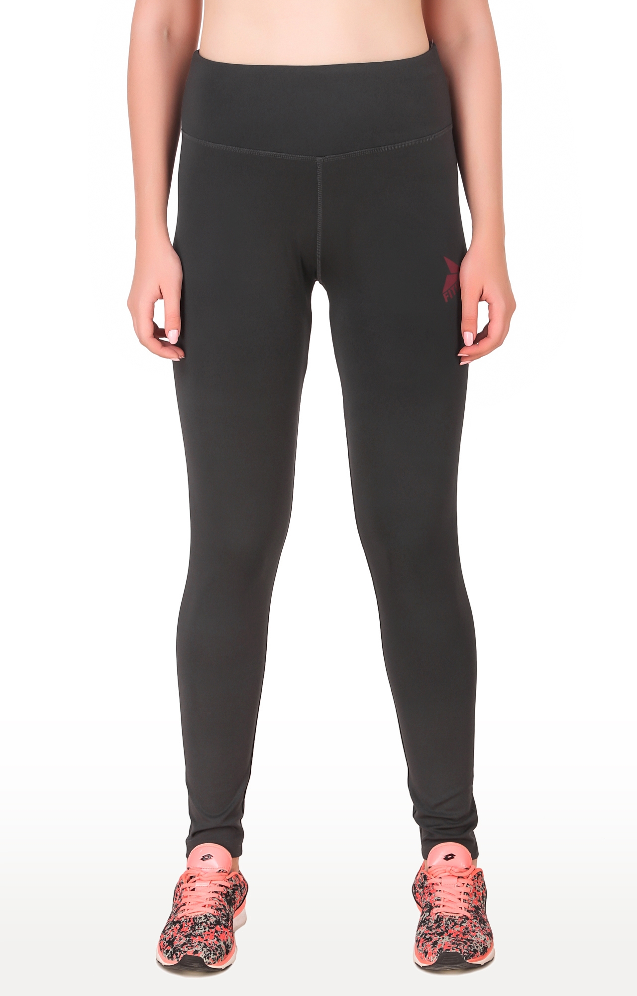 Fitinc | Women's Grey Polyester Solid Tights