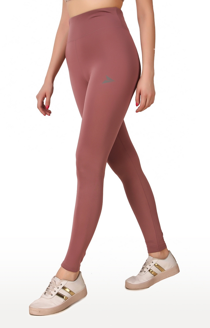 Fitinc | Women's Light Pink Polyester Solid Tights 2