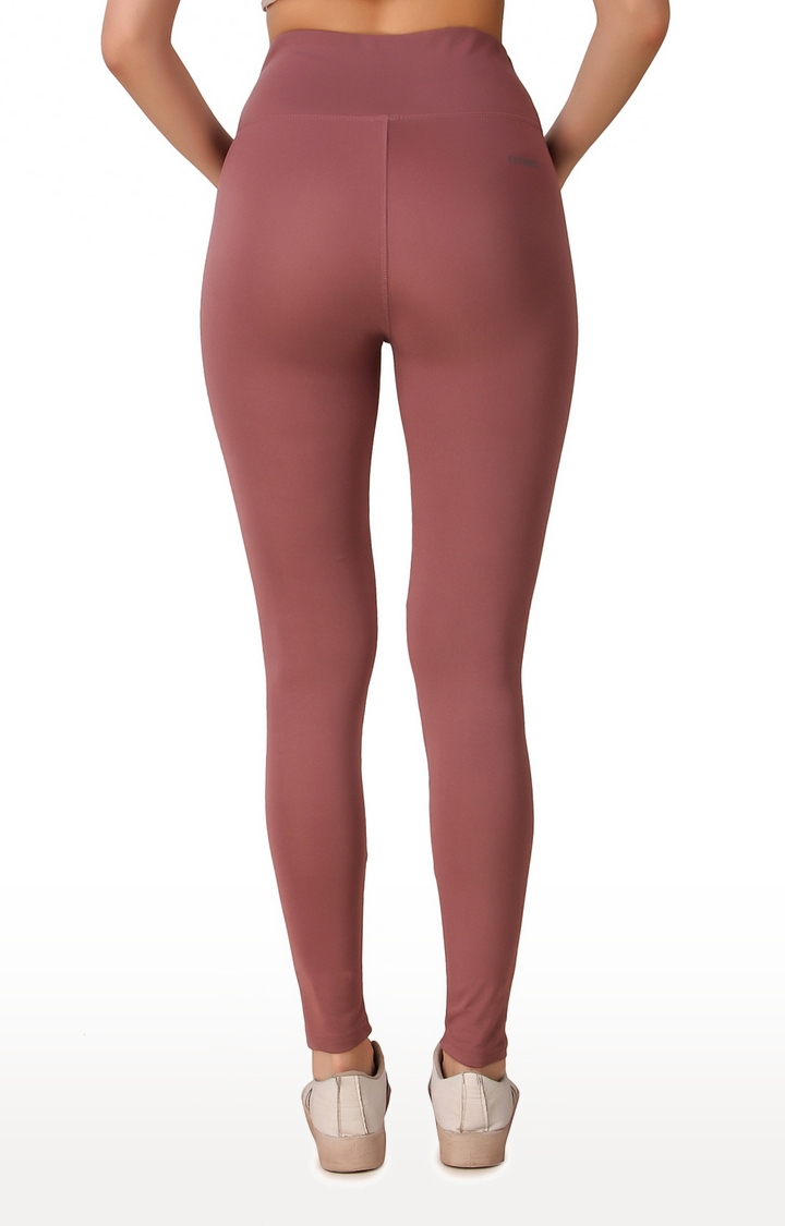 Fitinc | Women's Light Pink Polyester Solid Tights 4