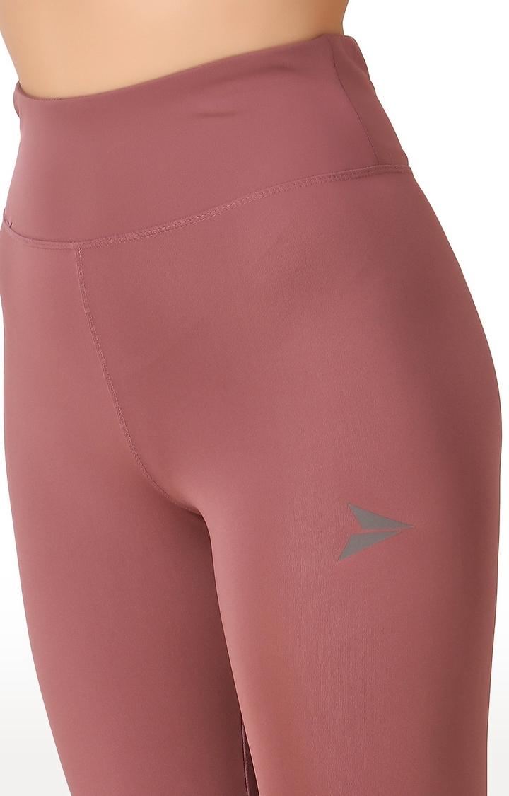 Fitinc | Women's Light Pink Polyester Solid Tights 5