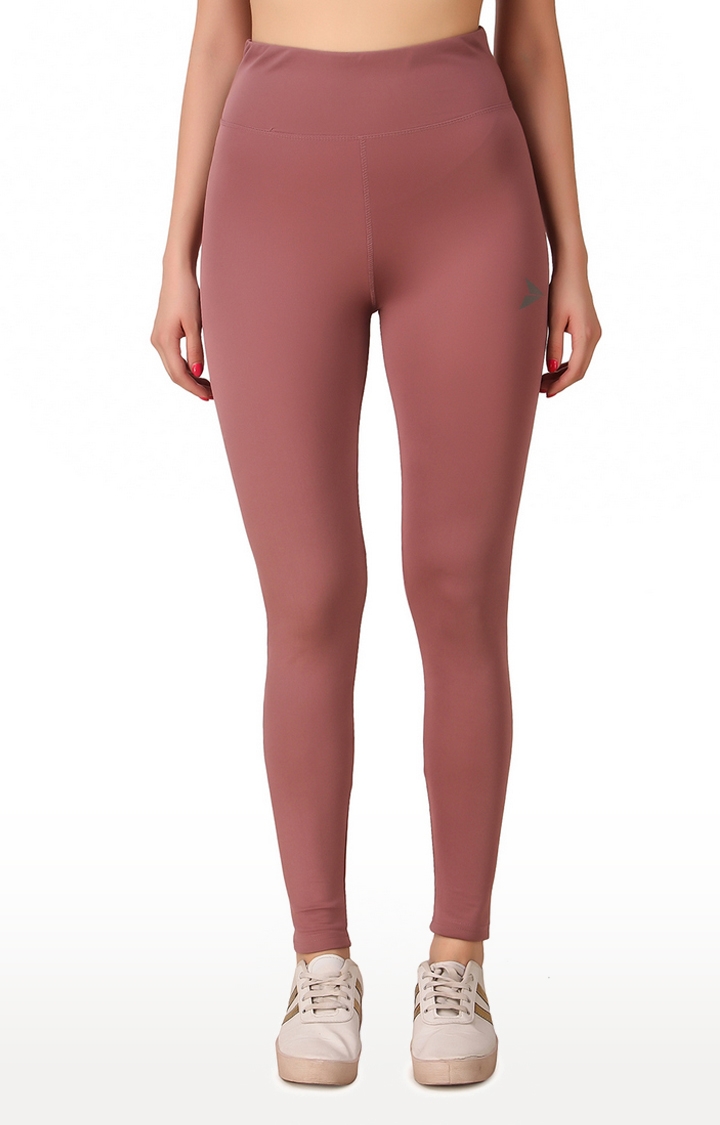 Women's Light Pink Polyester Solid Tights