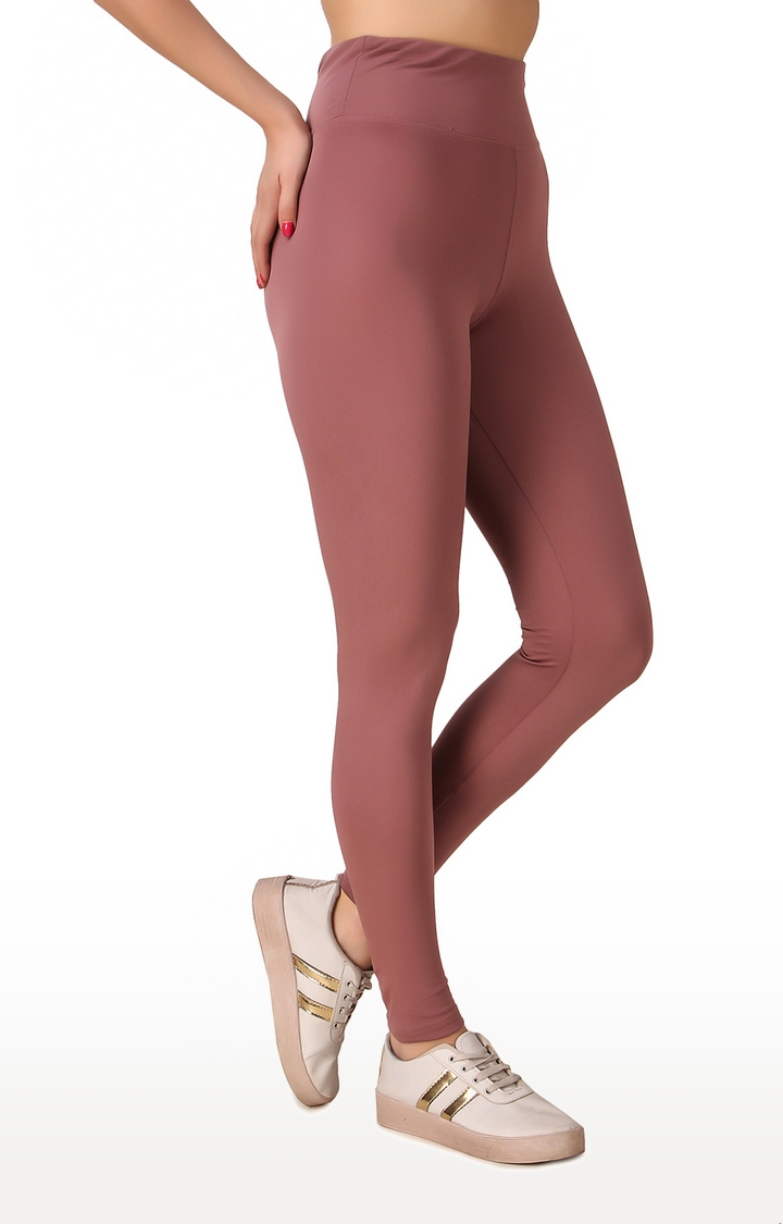Fitinc | Women's Light Pink Polyester Solid Tights 3