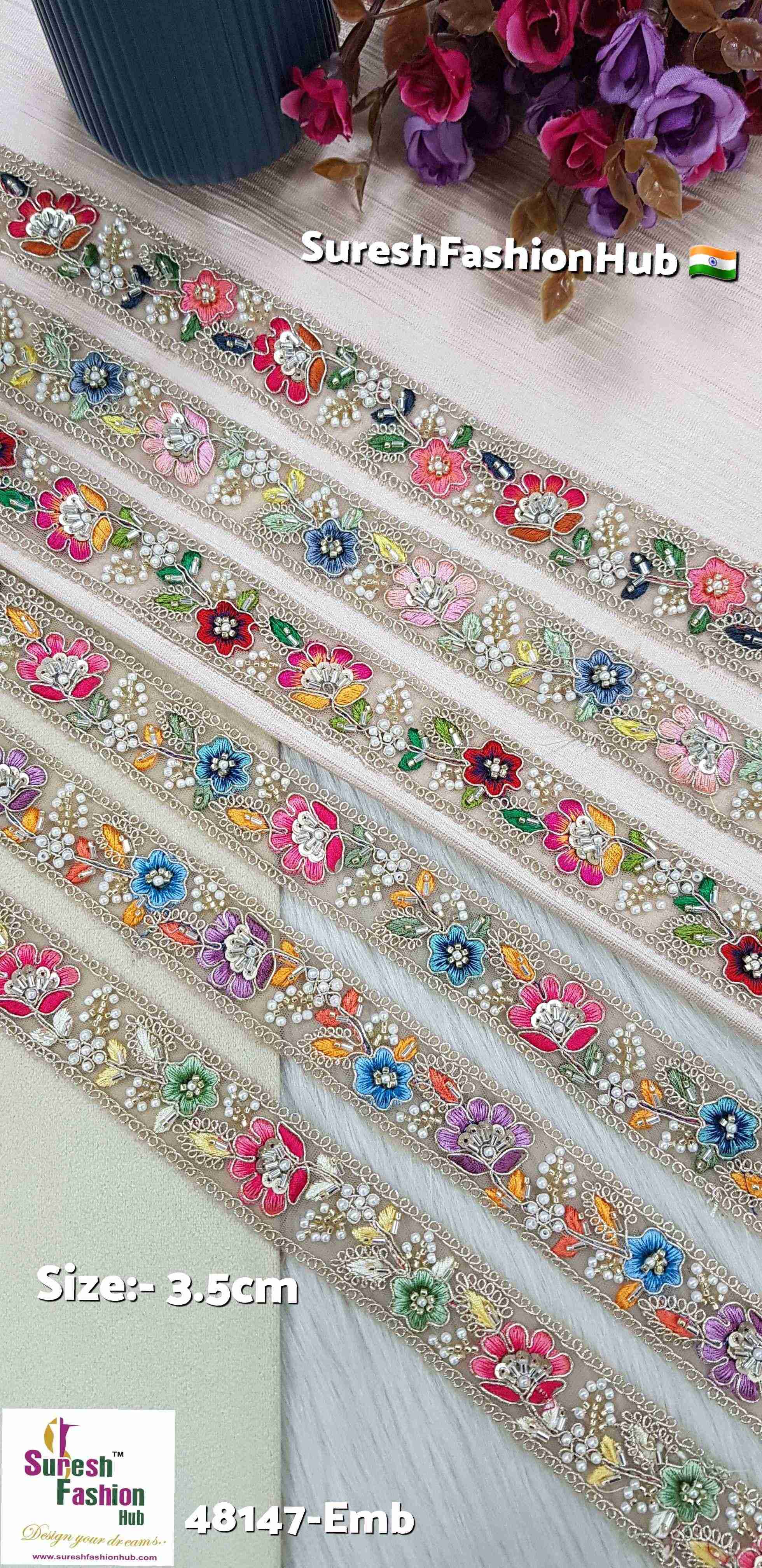 Ethereal Floral Threadwork Border