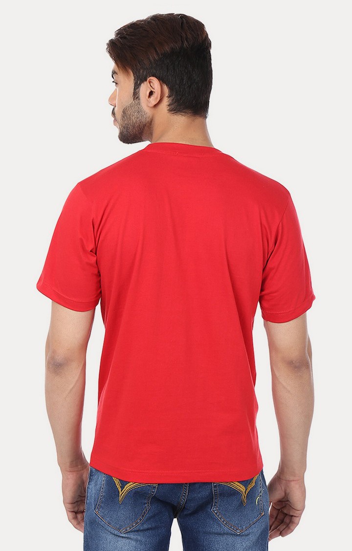 Men's Red Cotton Solid Regular T-Shirts