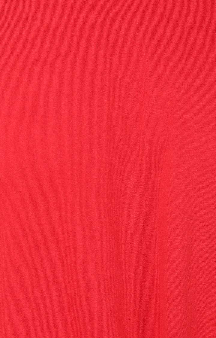 Men's Red Cotton Solid Regular T-Shirts