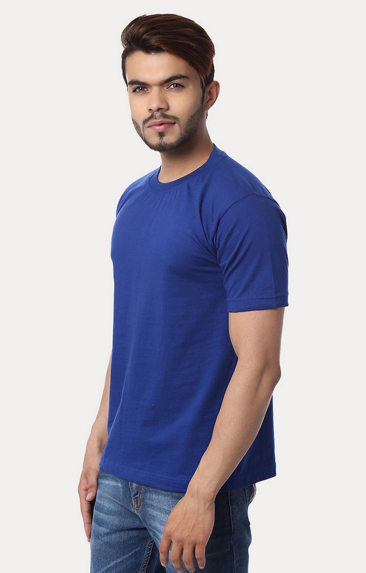 Men's Blue Cotton Solid Regular T-Shirts