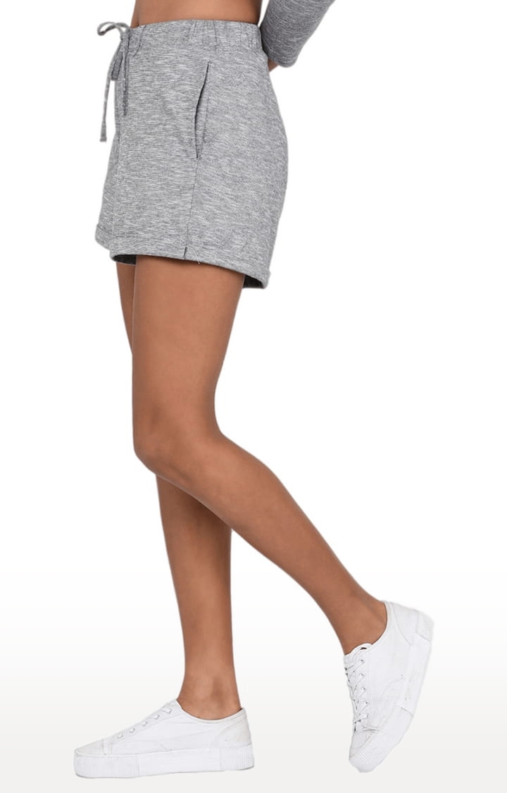 RIGO | Women's  Grey Cotton Melange Activewear Shorts 2