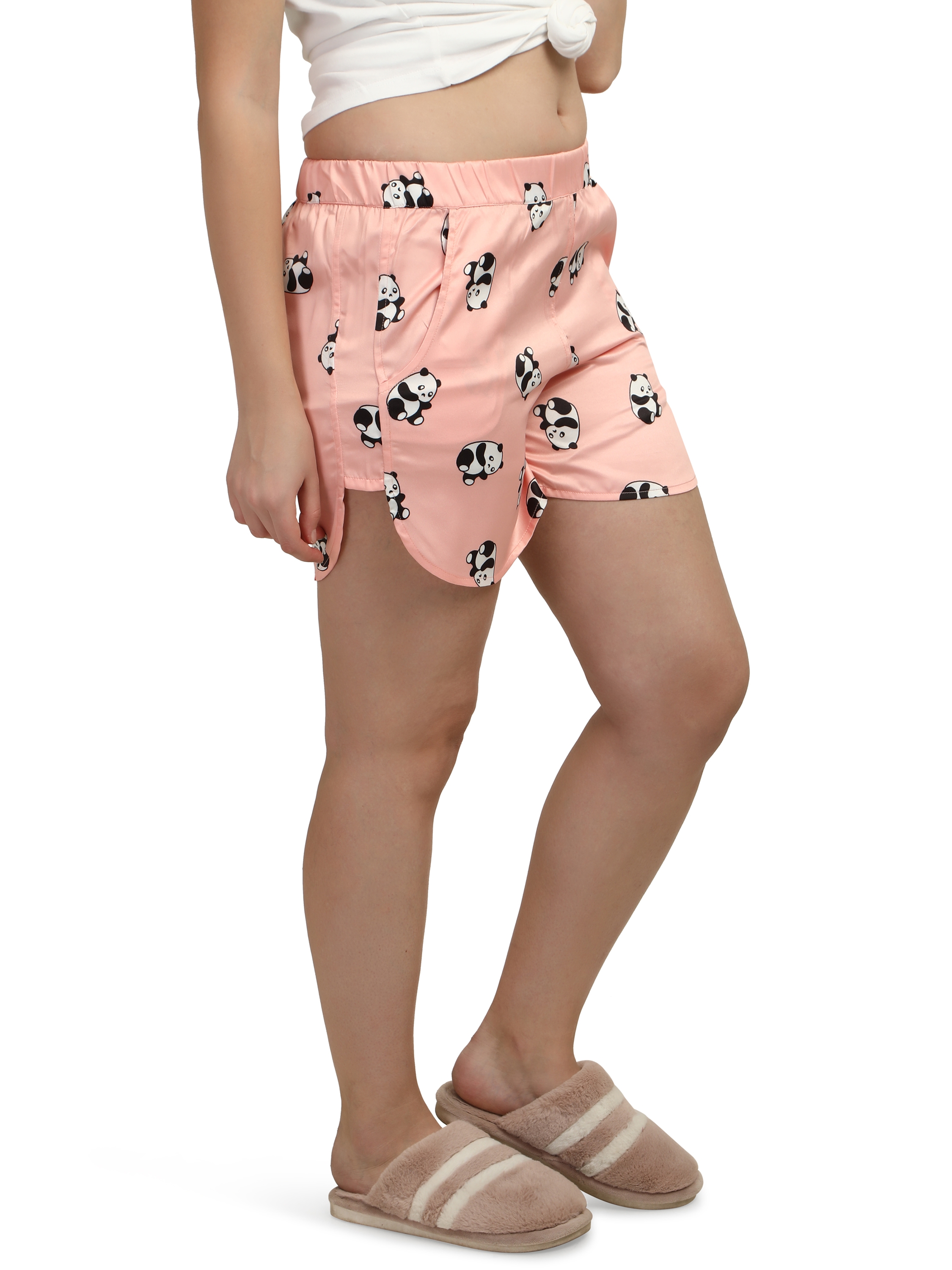 Smarty Pants | Smarty Pants women's pink color panda print lounge Shorts. 2