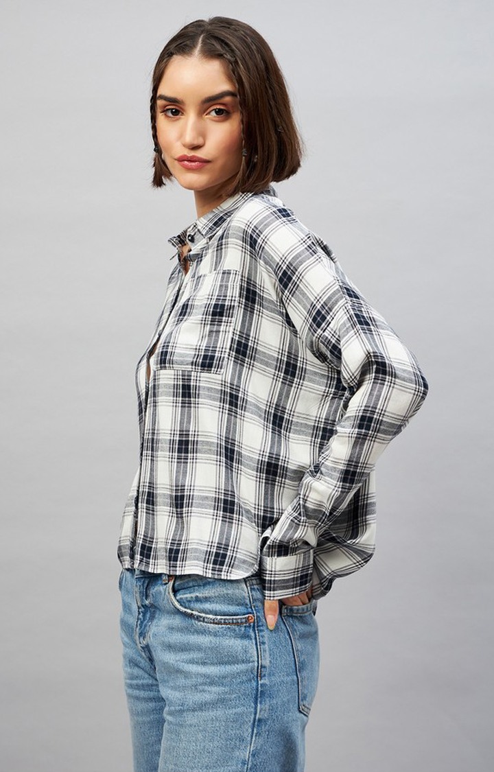 Chimpaaanzee Women White & Black Oversized Shirt