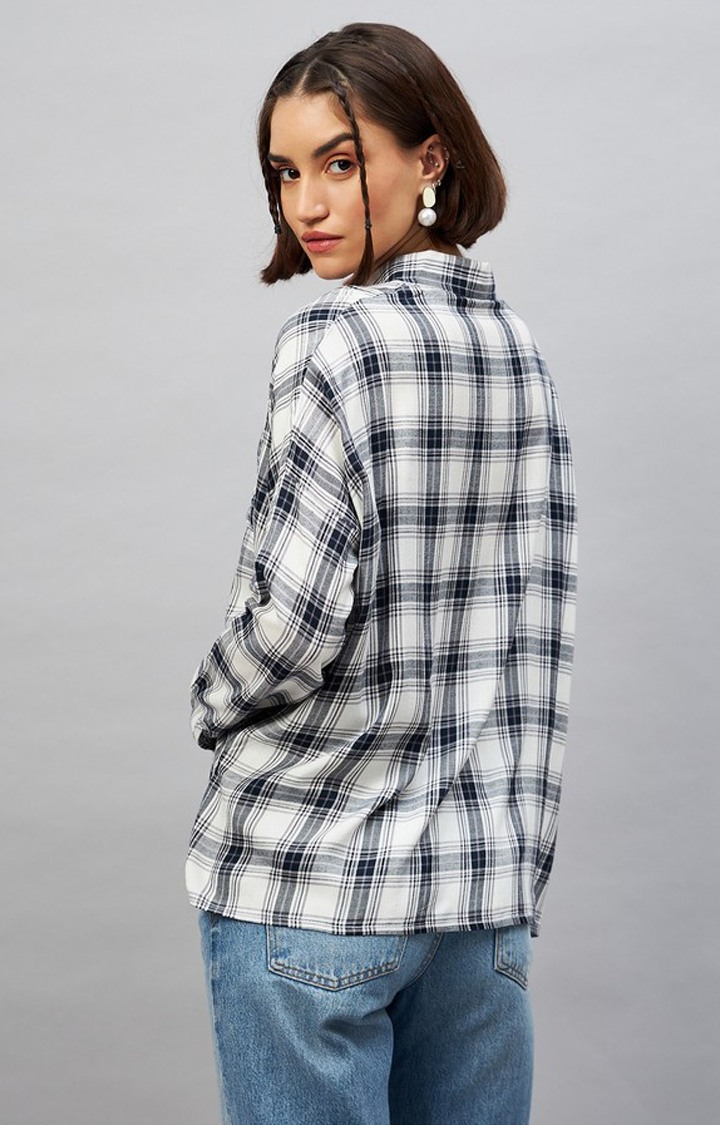 Chimpaaanzee Women White & Black Oversized Shirt
