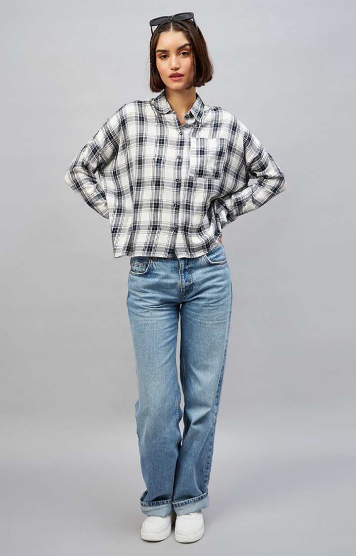 Chimpaaanzee Women White & Black Oversized Shirt