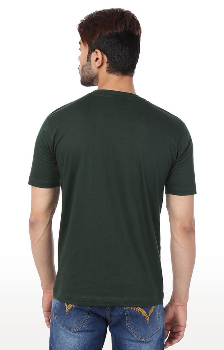 Men's Green Cotton Printed Regular T-Shirts