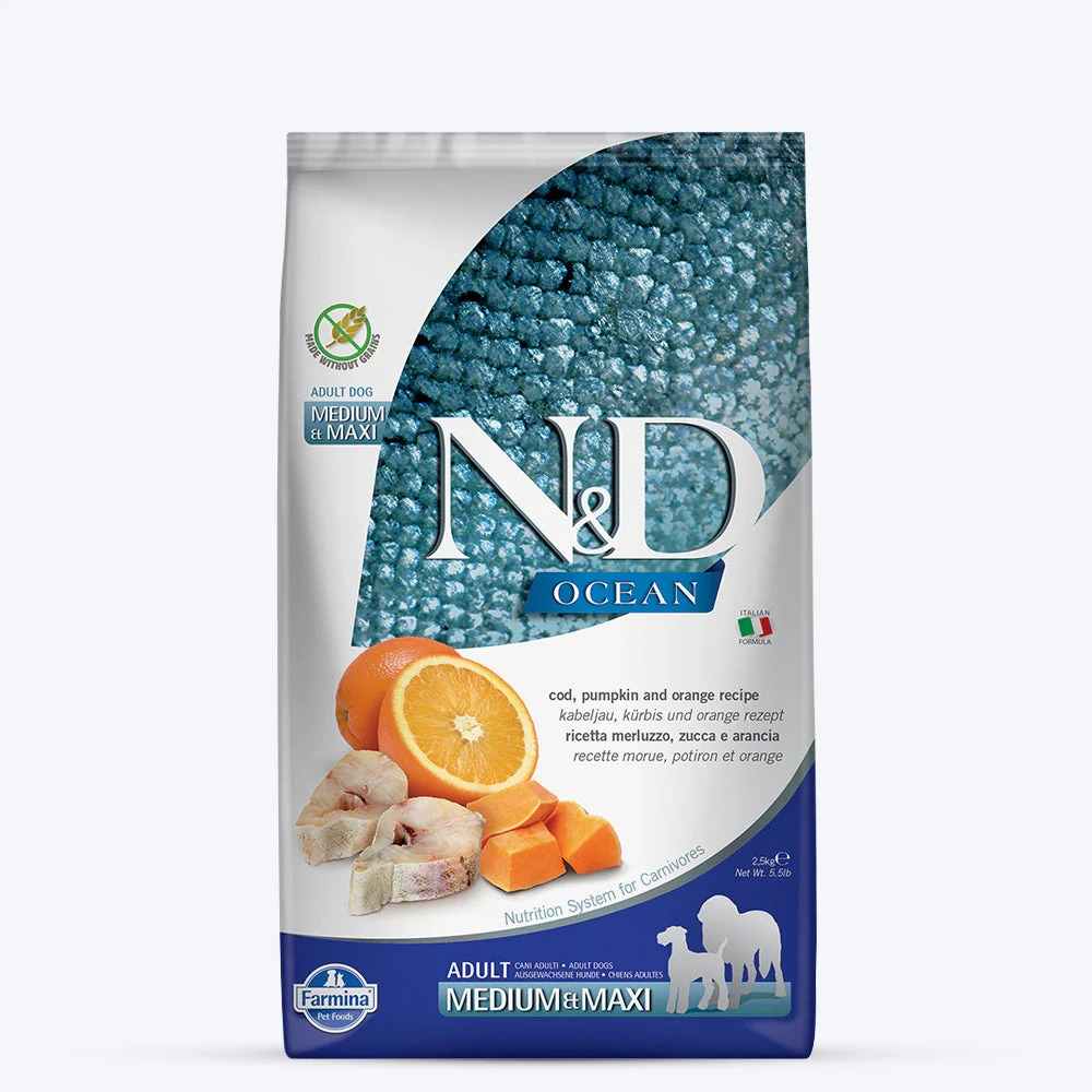 Farmina N&D Dog Ocean Pumpkin, Cod & Orange Adult Medium/Maxi Dry Dog Food - 12 Kg