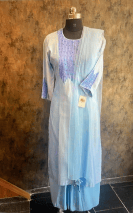 Blue Chanderi Cutdana Set 