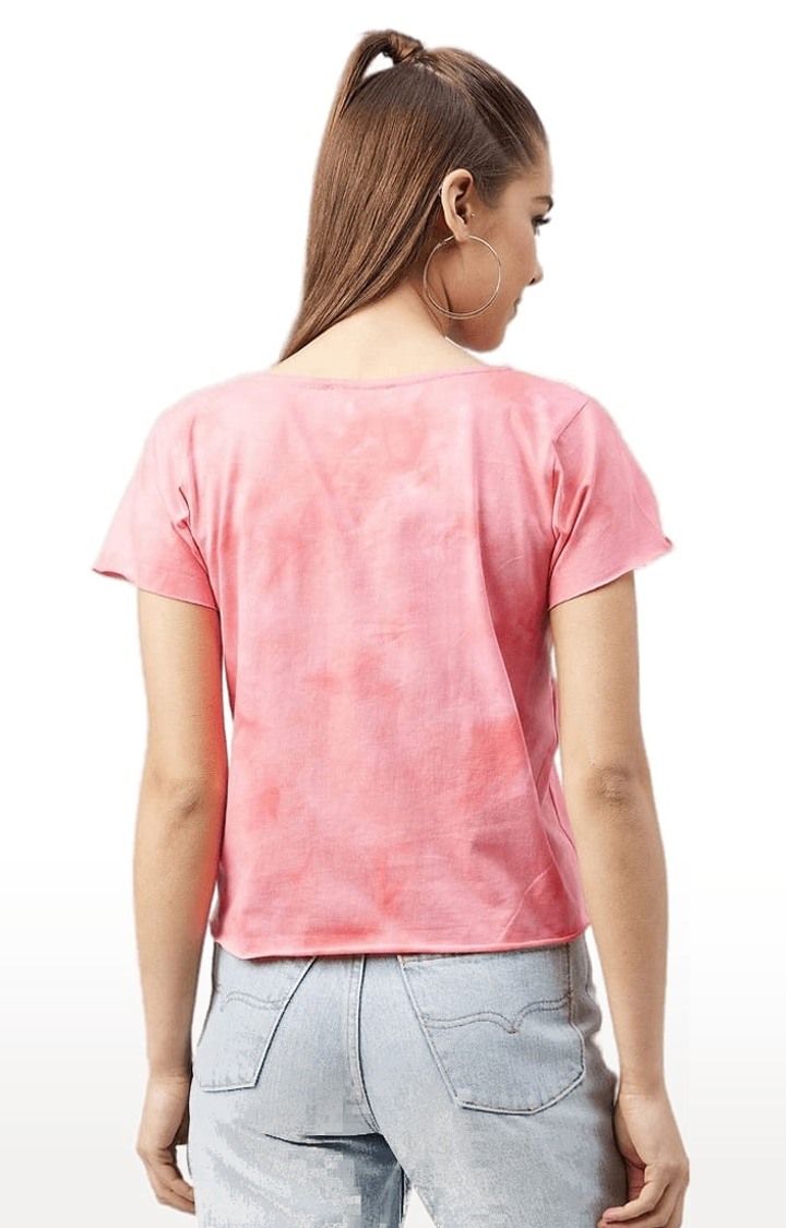 Women's Pink Cotton Solid  Regular T-Shirt