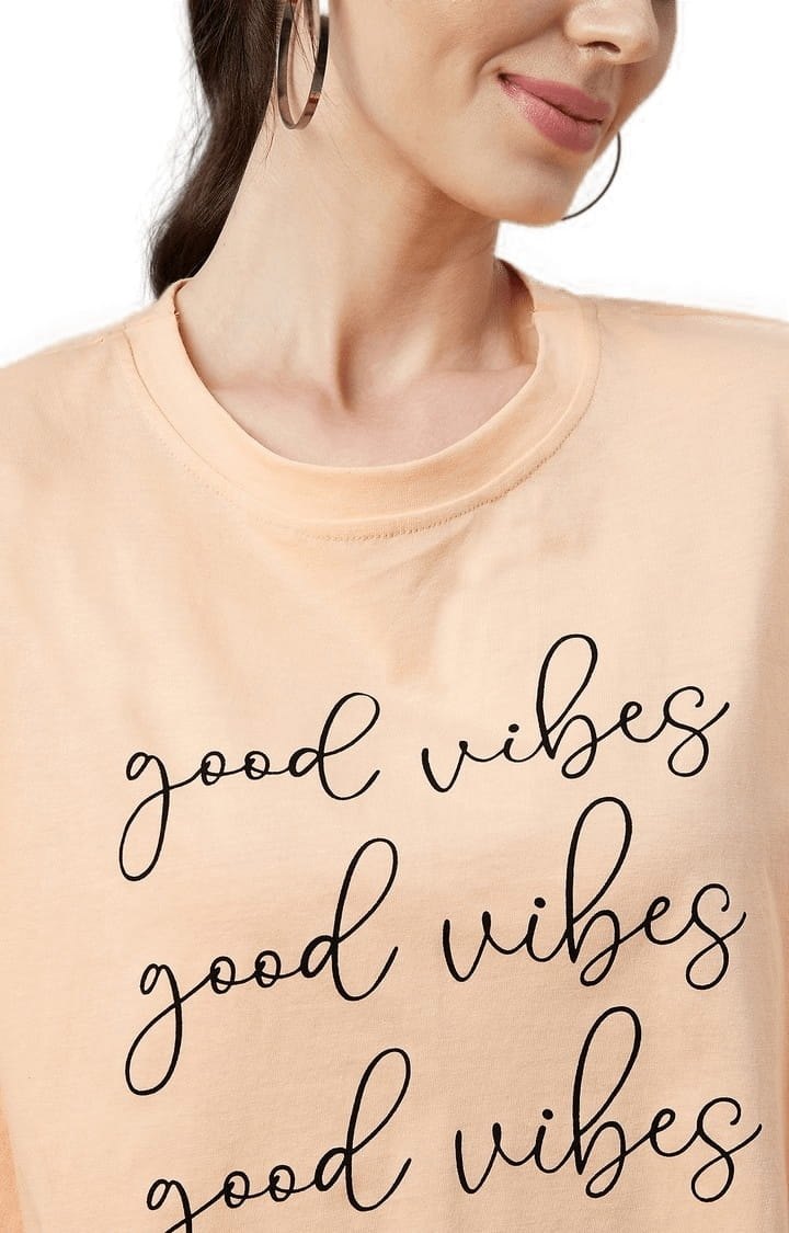 Women's Light Orange Cotton Solid Crop Top