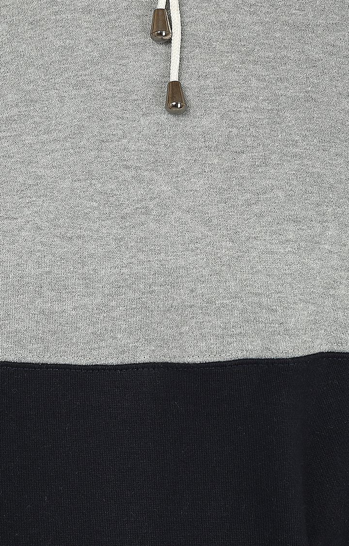 Women's Grey Polycotton Colourblock Hoodies