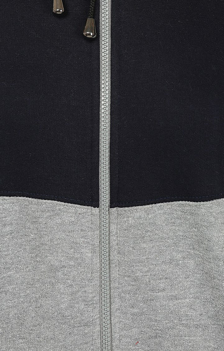 Women's Blue Polycotton Colourblock Hoodies