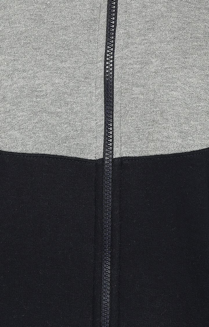 Women's Grey Polycotton Colourblock Hoodies