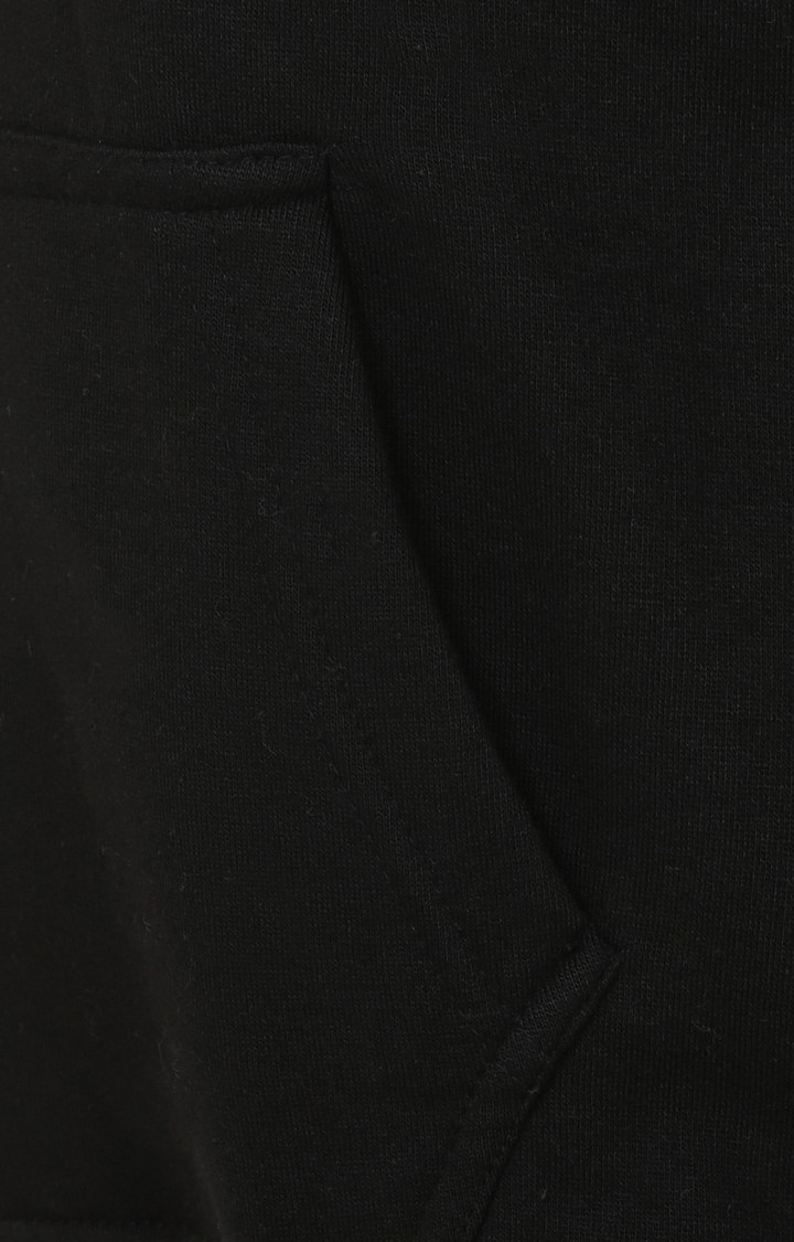 Women's Black Polycotton Printed Hoodies
