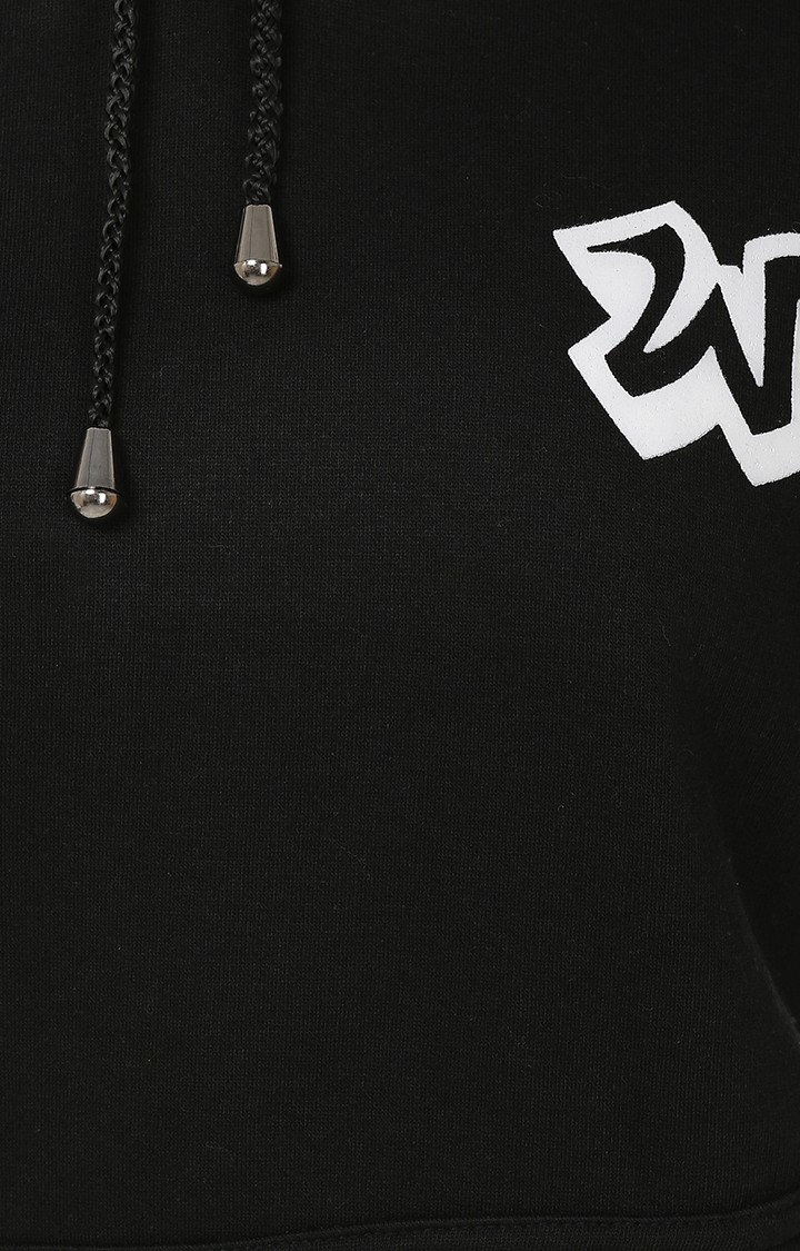Women's Black Polycotton Printed Hoodies