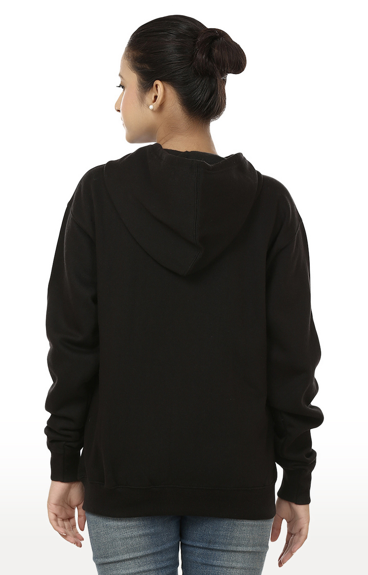 Women's Black Polycotton Solid Hoodies