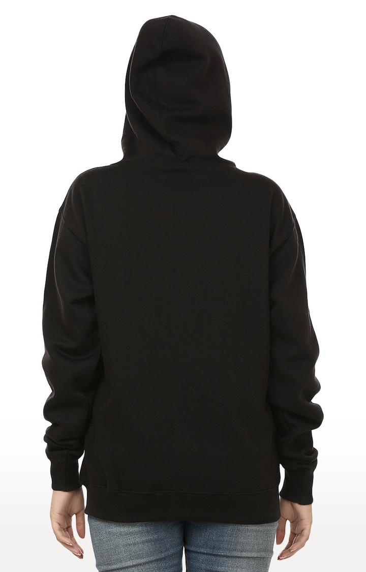 Women's Black Polycotton Solid Hoodies