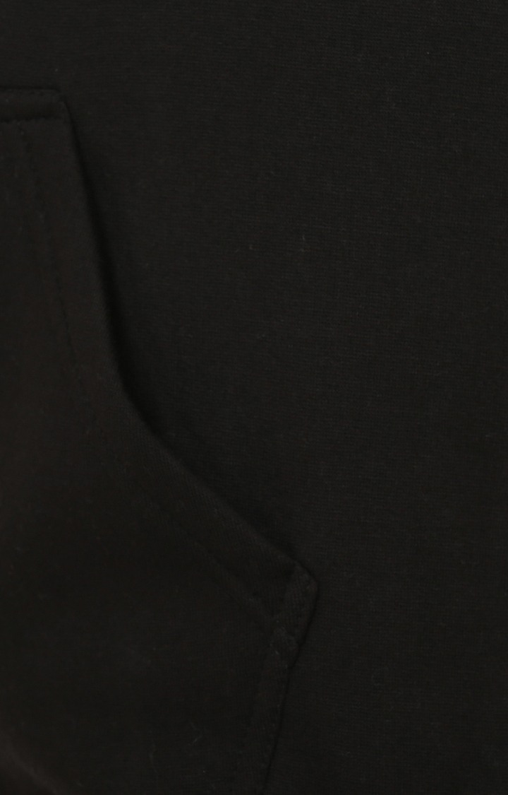 Women's Black Polycotton Solid Hoodies