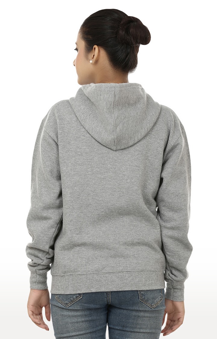Women's Grey Polycotton Melange Hoodies