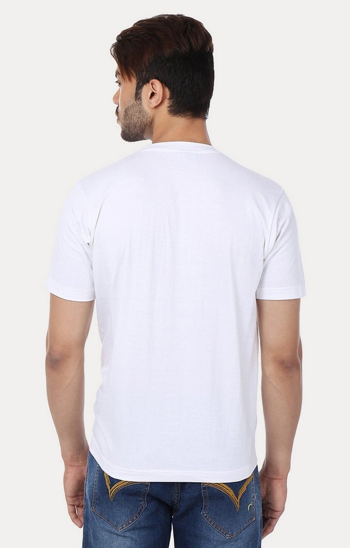 Men's White Cotton Solid Regular T-Shirts