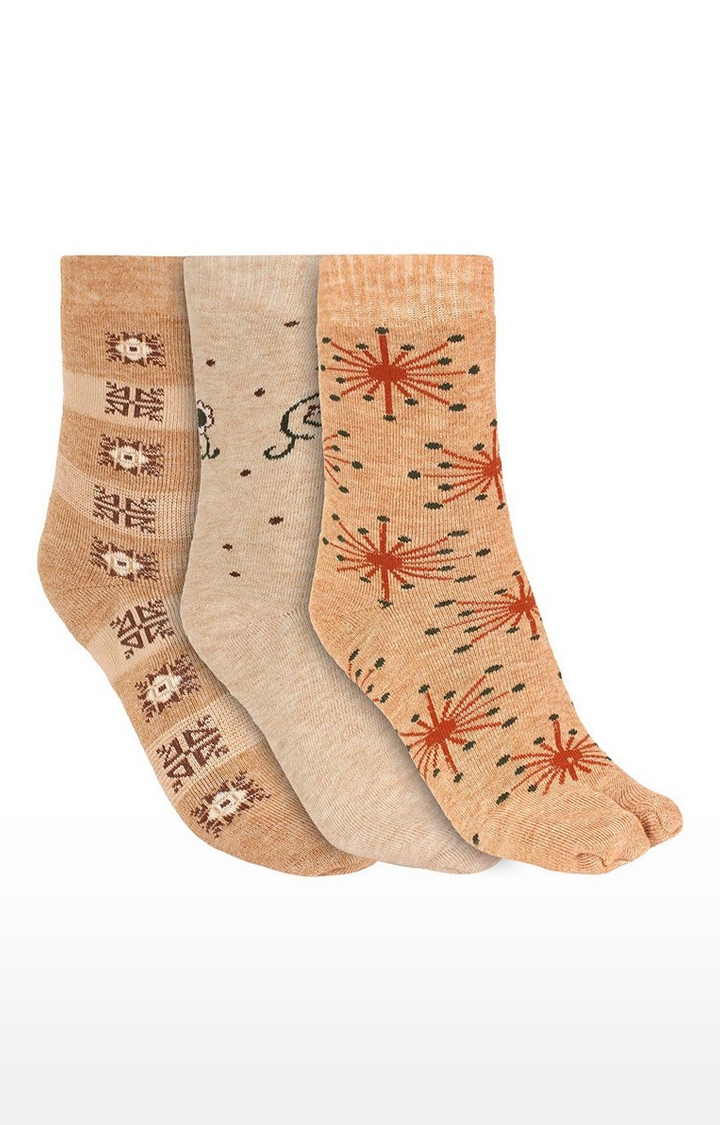 CREATURE | Creature Women's Multi-coloured Warm Woollen Calf Length Thumb Socks - (Pack of 3) 0