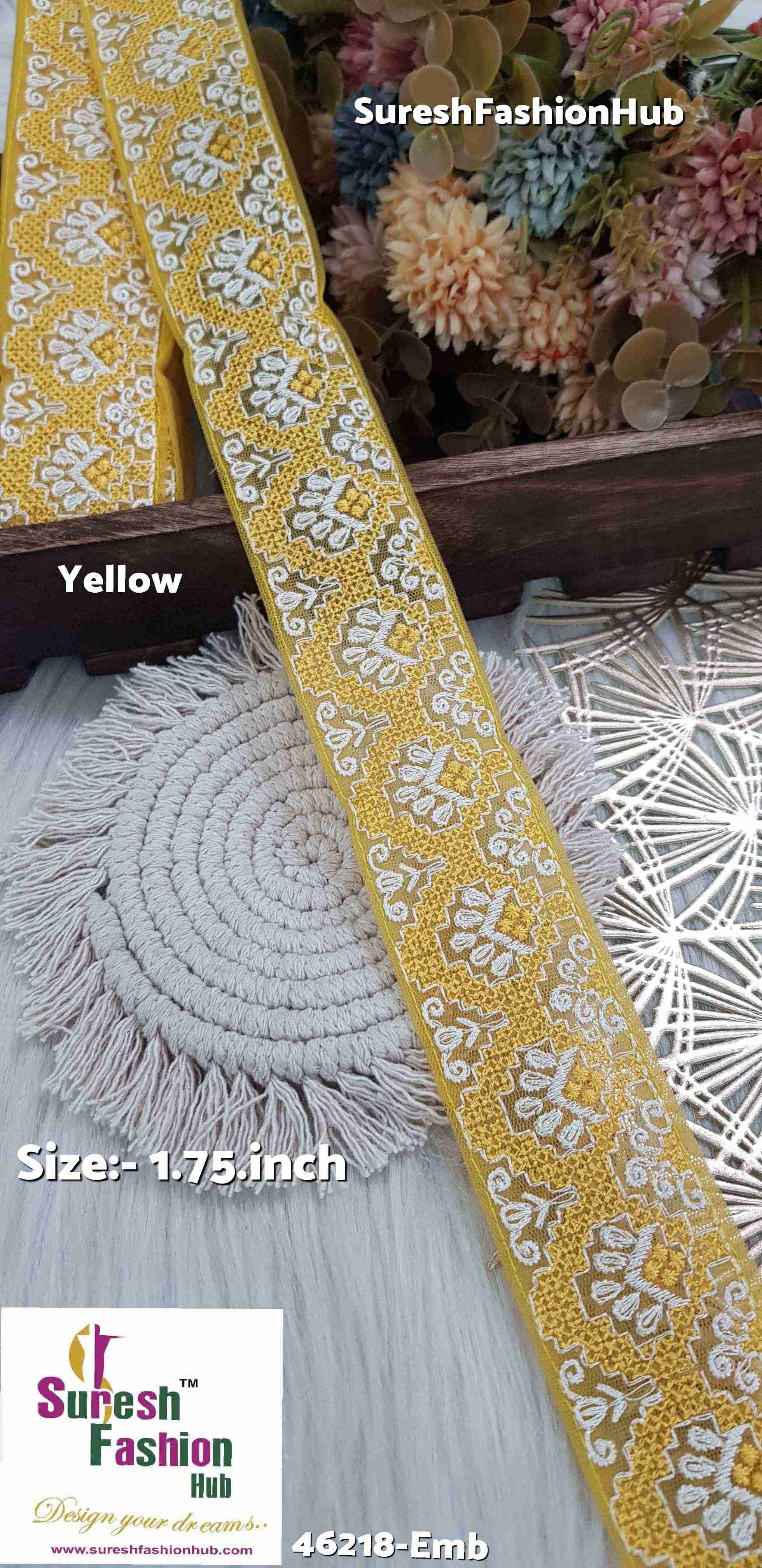 Yellow Net Embroidery Lace