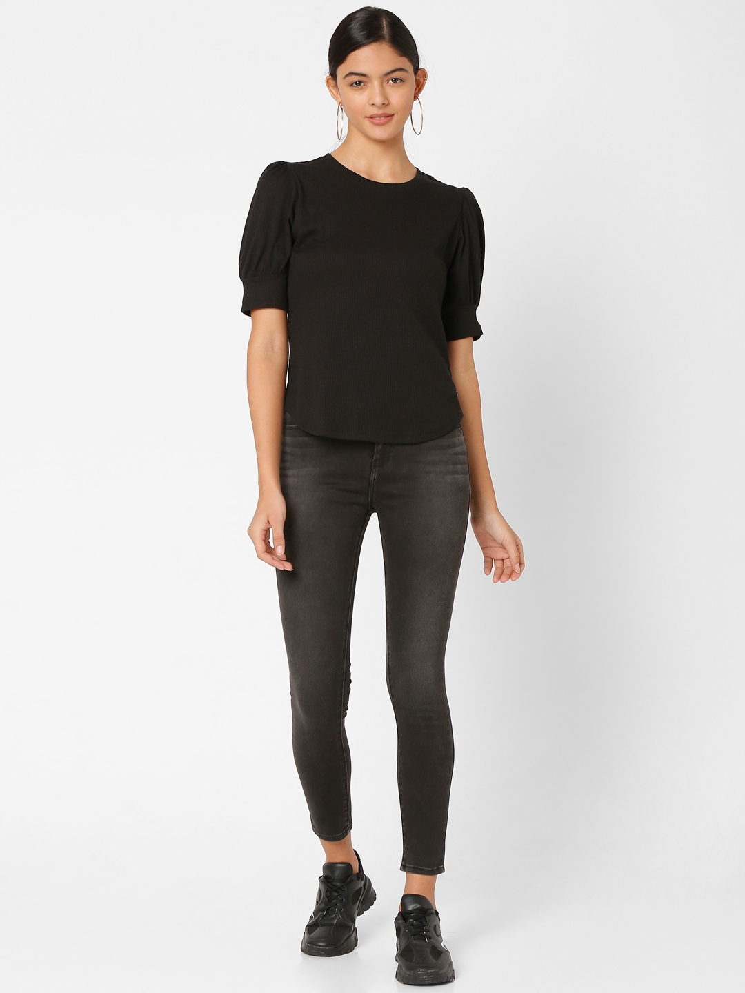 spykar | Women's Black Cotton Straight Jeans 5
