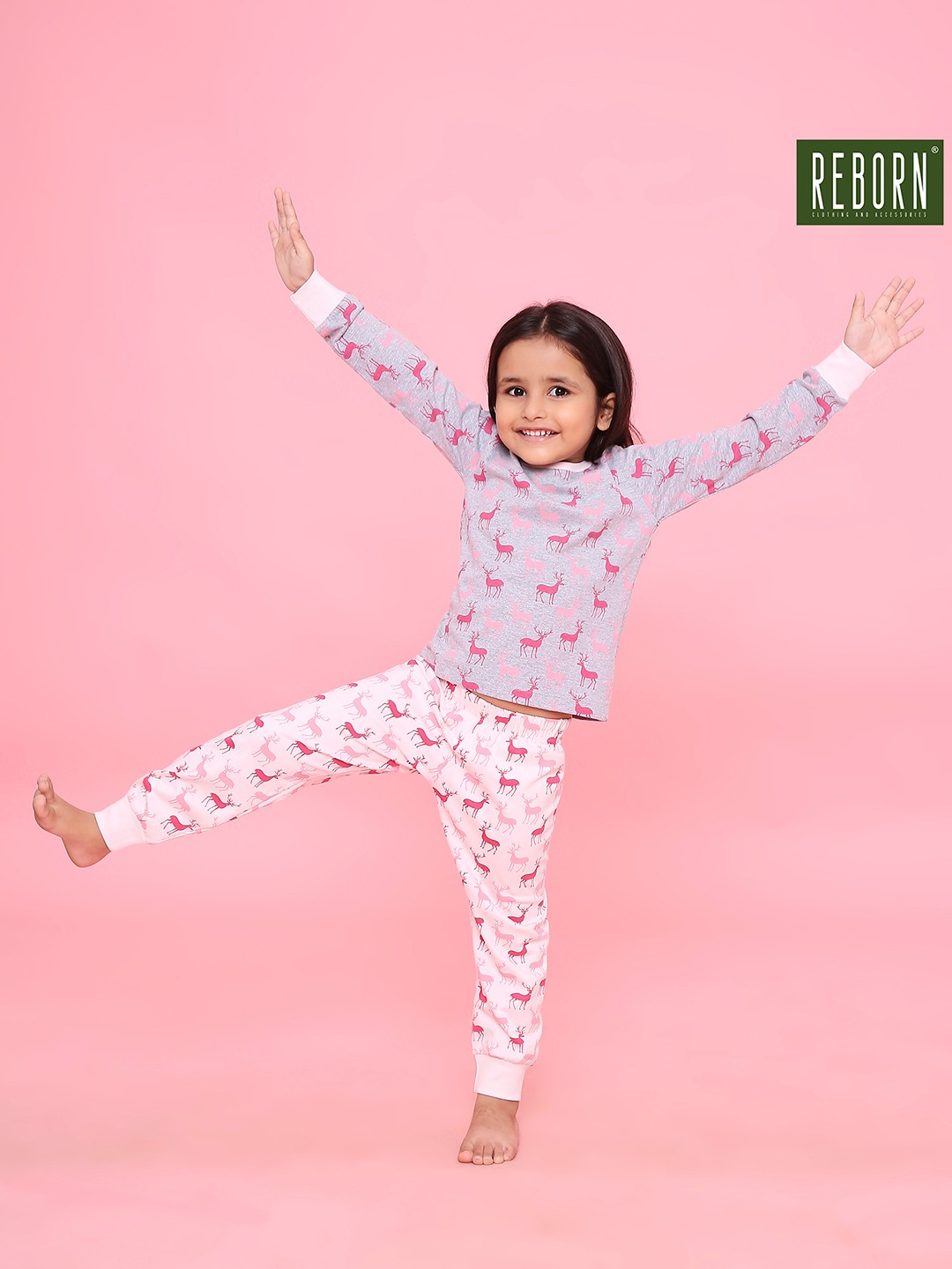 Girls- 2 piece printed cotton jogger lounge set