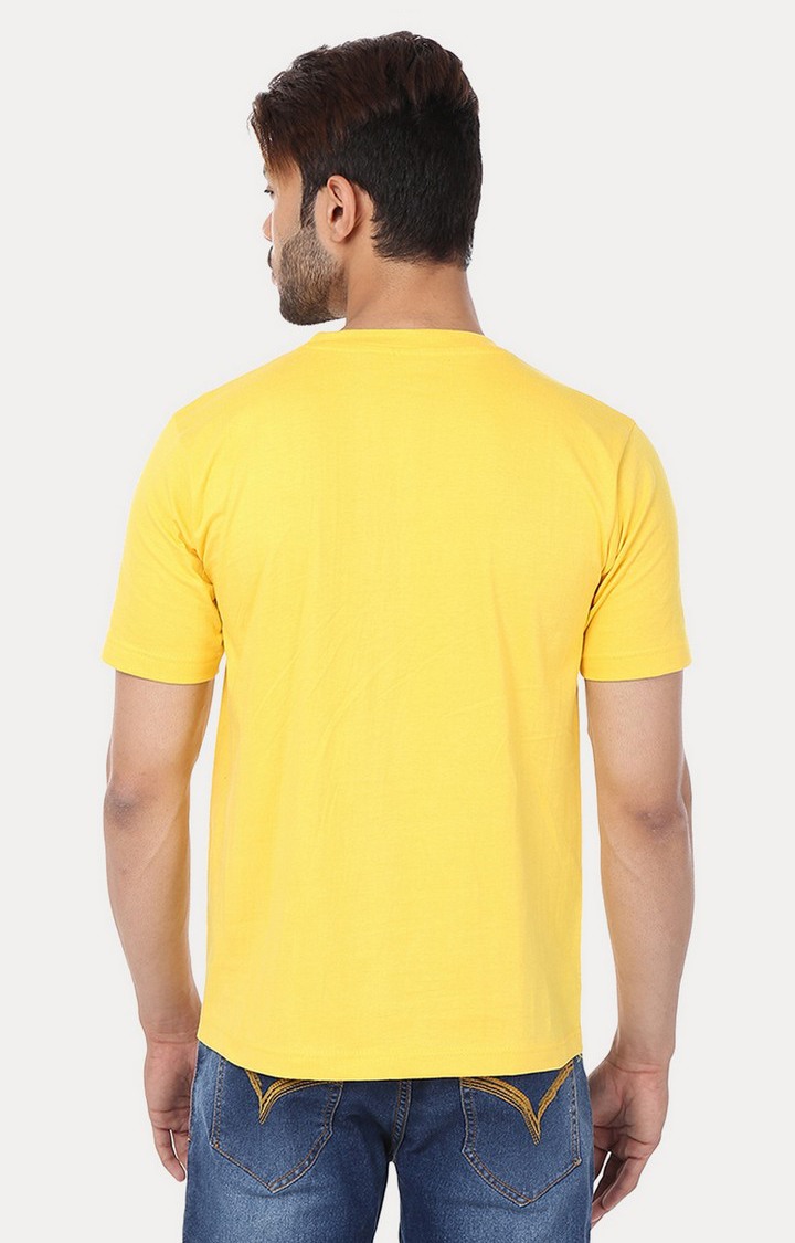 Men's Yellow Cotton Solid Regular T-Shirts