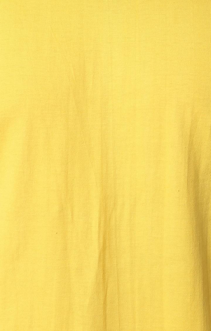 Men's Yellow Cotton Solid Regular T-Shirts