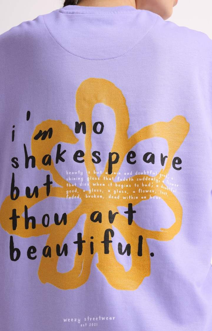 Women's Purple Printed Oversized T-Shirt