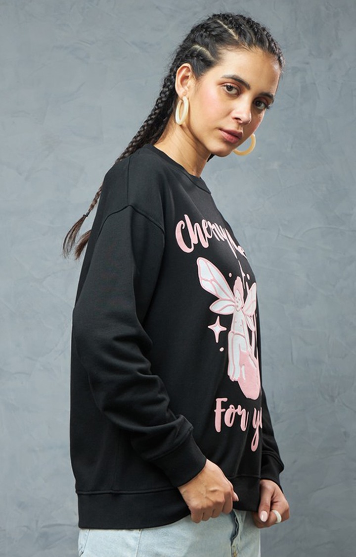 Women's Grey Printed Sweatshirt