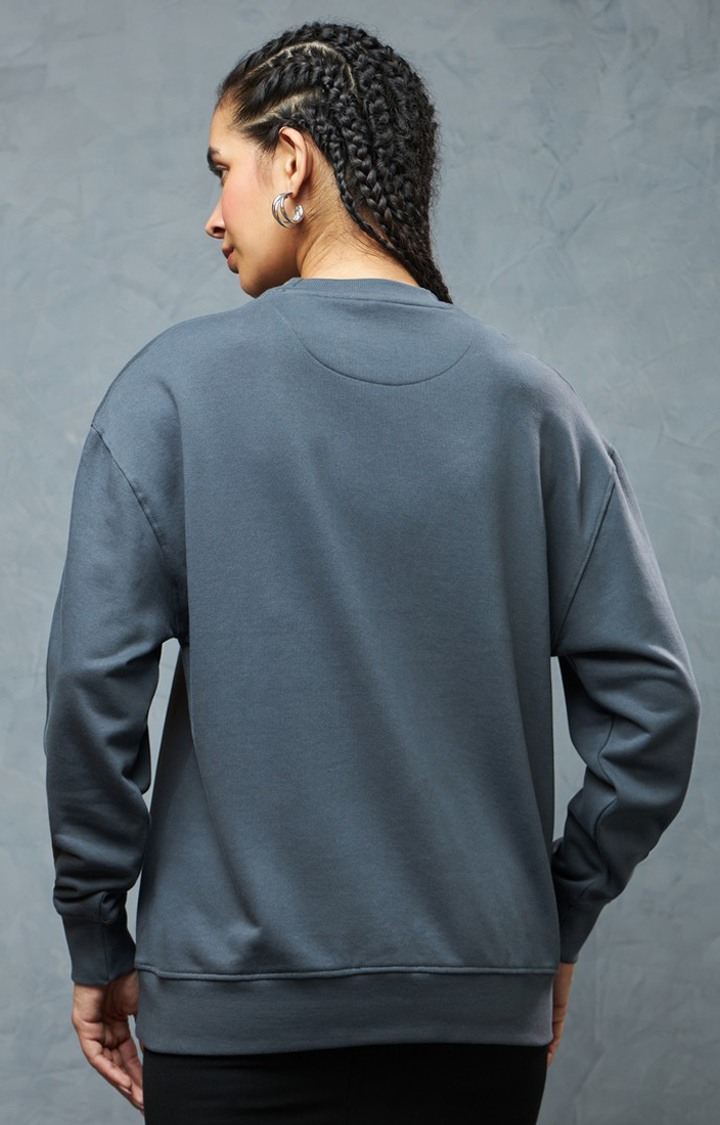 Women's Grey Printed Sweatshirt