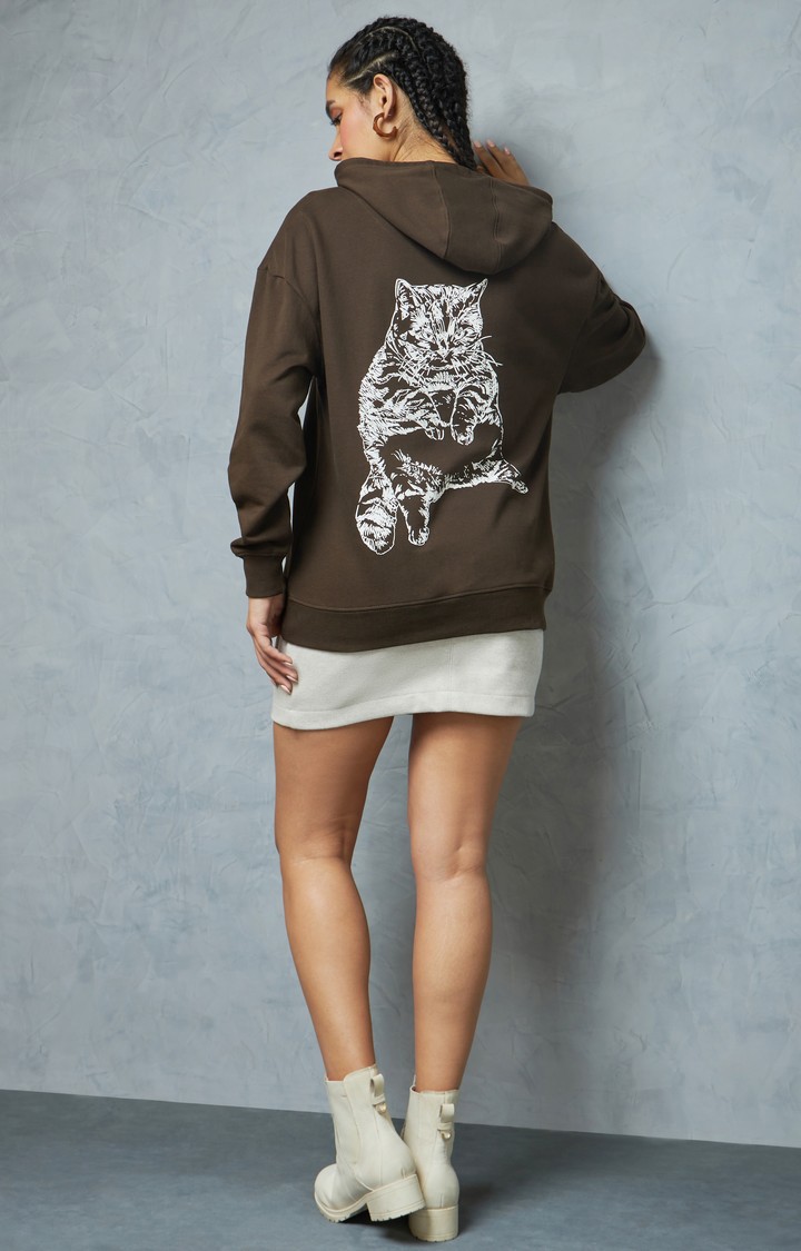 Women's Black Printed Hoodie