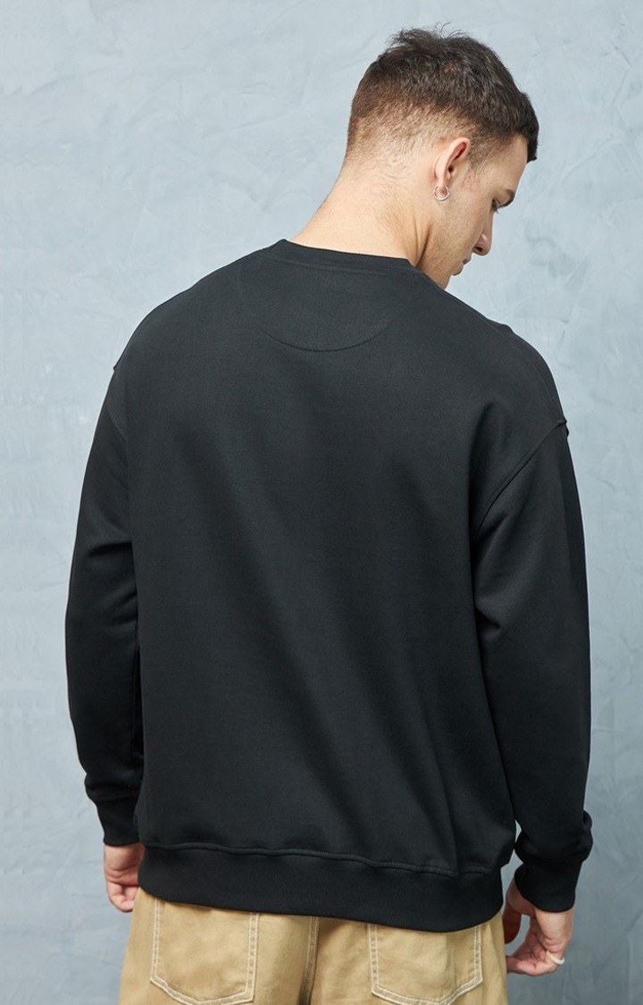Men's Black Printed Sweatshirt