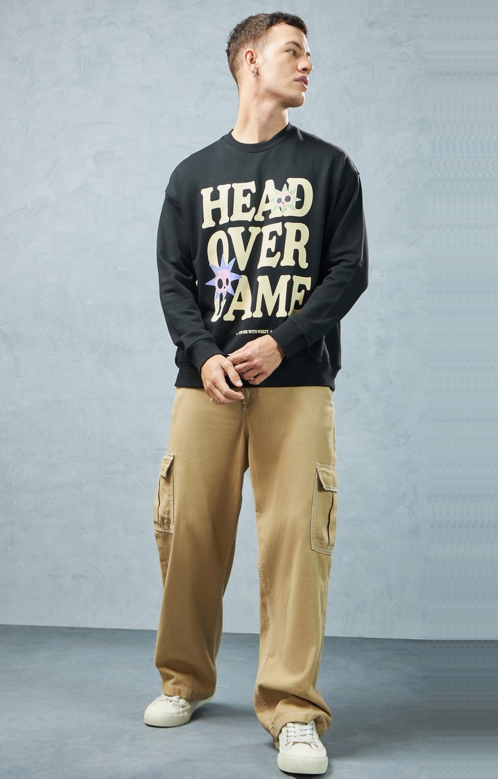 Men's Black Printed Sweatshirt