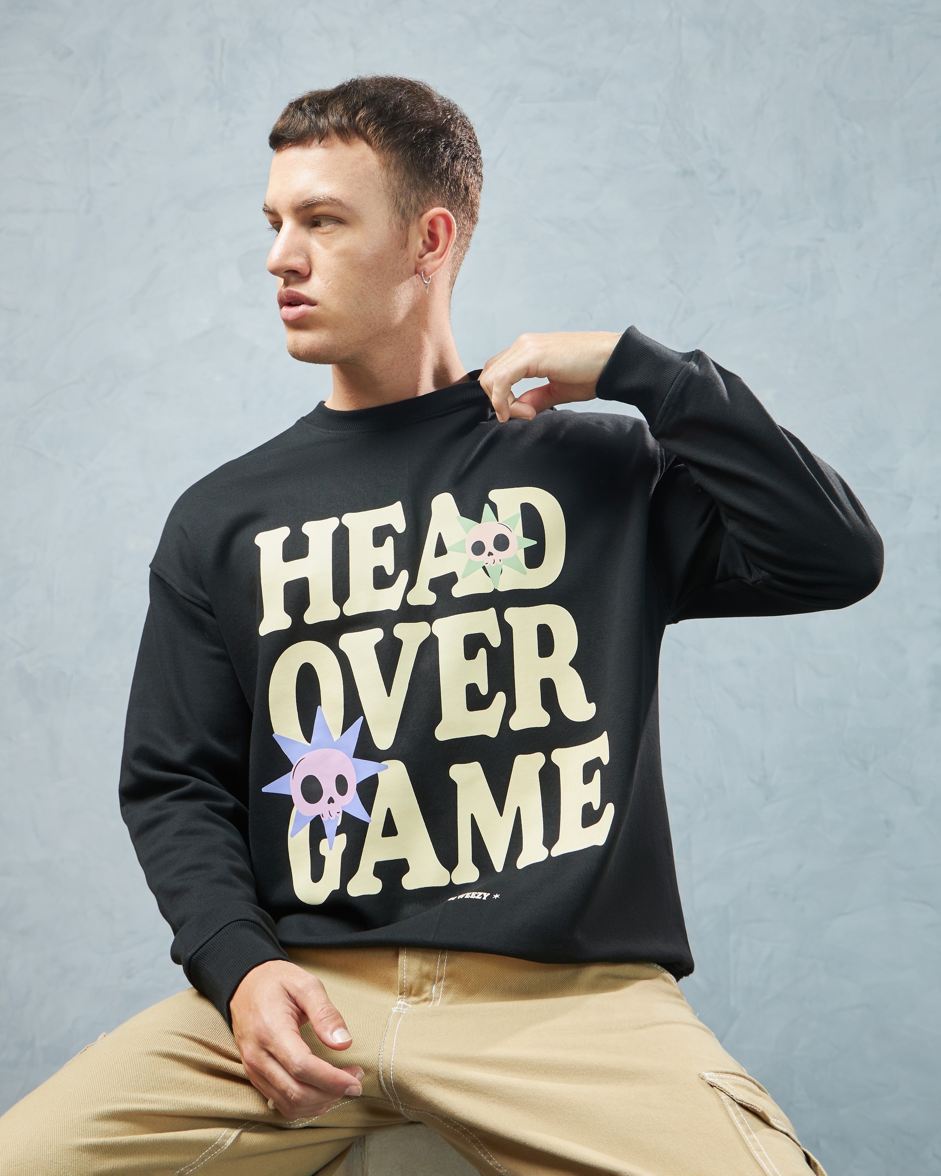 Weezy Streetwear | Men's Black Typographic Printed Sweatshirt