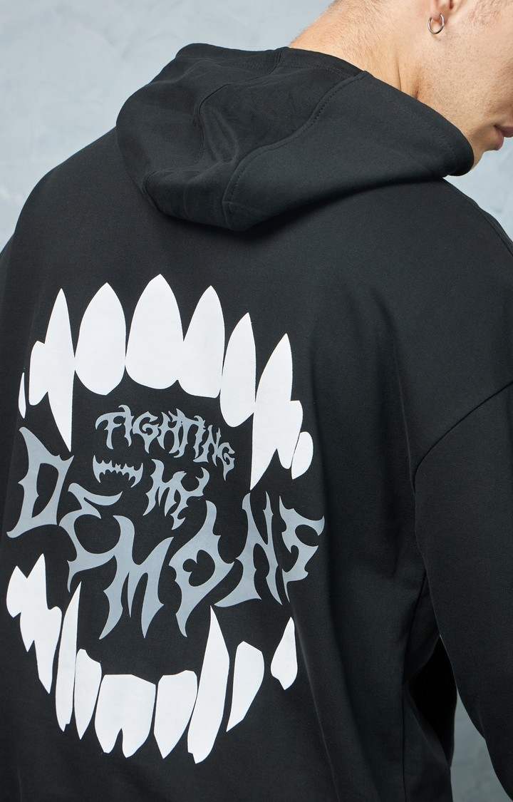 Men's Black Printed Hoodie