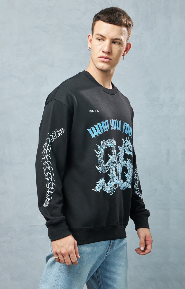 Men's Black Printed Sweatshirt