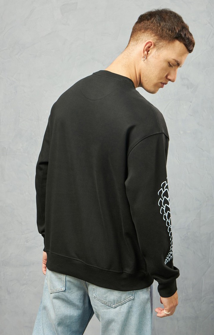 Men's Black Printed Sweatshirt