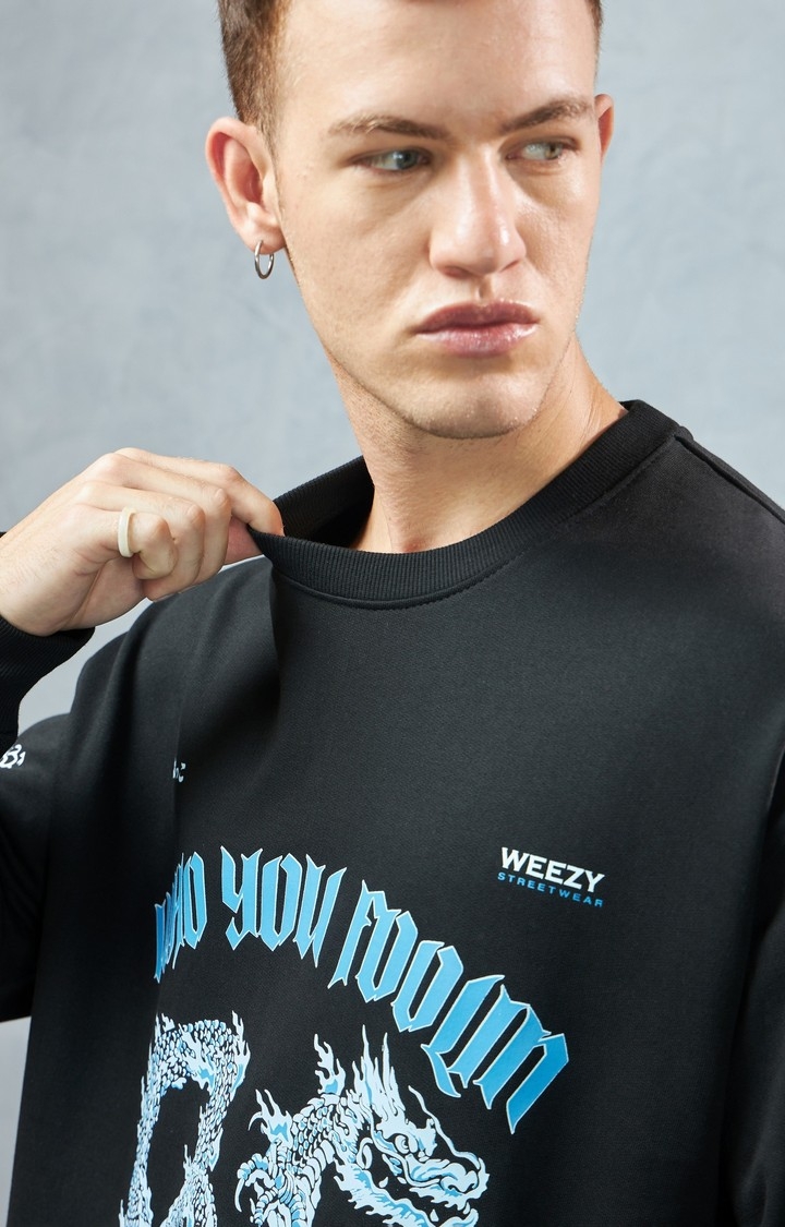Men's Black Printed Sweatshirt