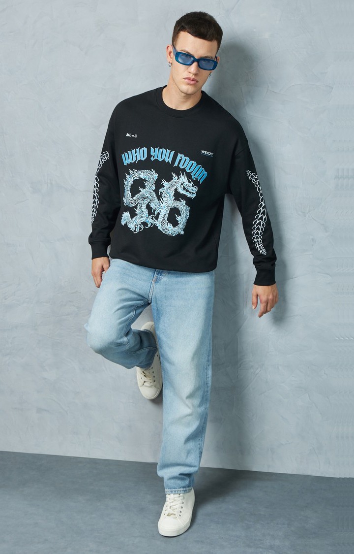 Men's Black Printed Sweatshirt