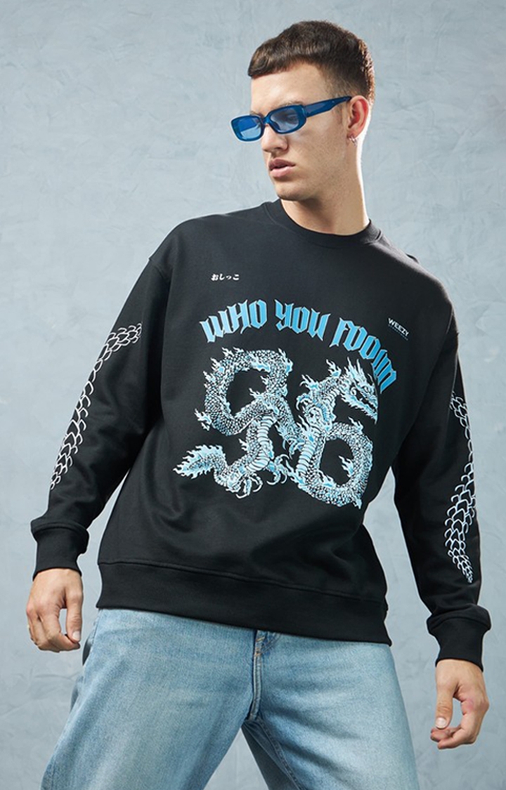 Men's Black Printed Sweatshirt