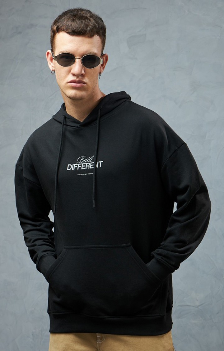 Men's Black Printed Hoodie